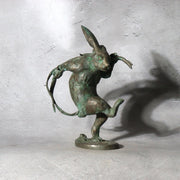 Japanese Bronze Rabbit Statue Masashi Natorigawa Dancing Pose BOSa653