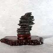 Japanese Miniature Suiseki Viewing Stone Sun-ishi Natural Rosewood Stands0