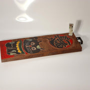 Vintage Japanese Wood Sign Kanban Black Cat Maneki Neko Sincerity Showa Era1