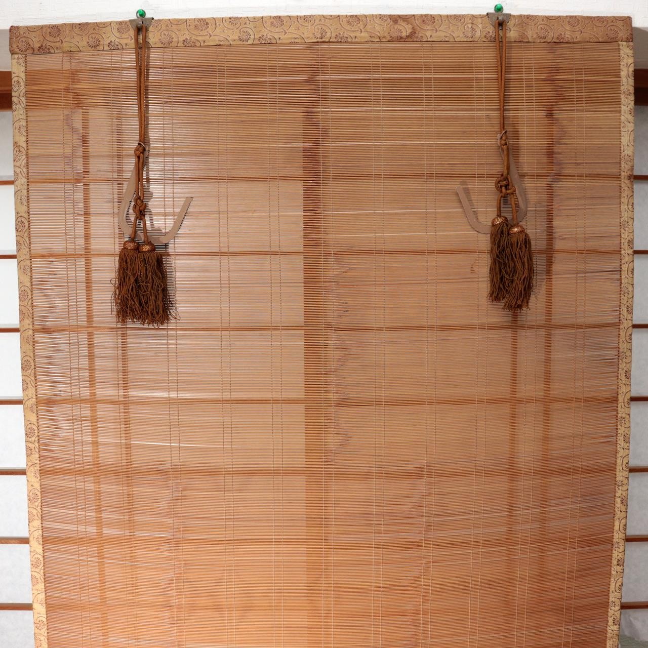 Japanese Vintage Woven Bamboo Ozashiki Sudare Misu Blinds Pair Set VG4249