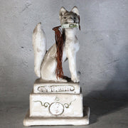 Vintage Japanese Plaster Toyokawa Inari Fox Statues Pair Torii Gate Shinto17