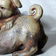Japanese Bizen Ware Ceramic Dog Figurine Kimura Toho Toseien PCP3099