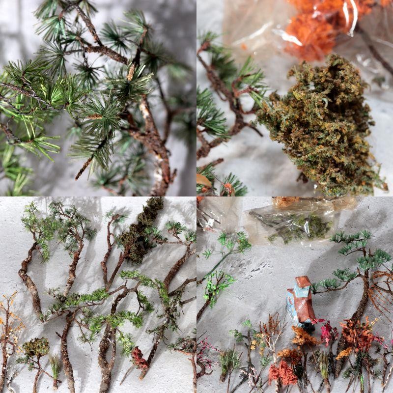 Vintage Japanese Bonkei Tenpai Miniature Figures Trees Suiseki Diorama Set BOSa614
