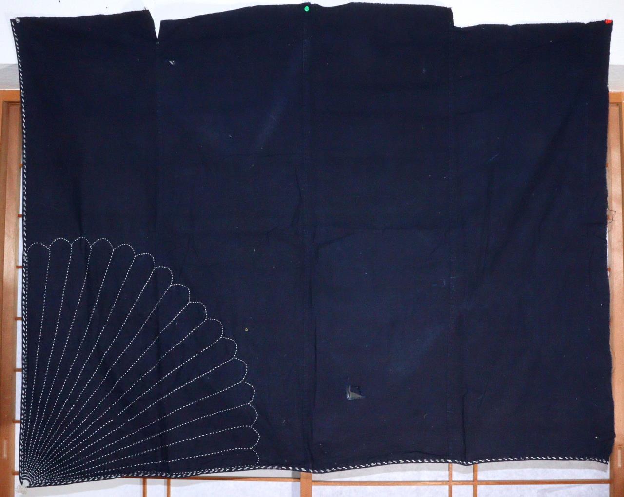 Antique Sashiko Fabric Aizome Furoshiki embroidery Boro Kire Japanese RKW1140