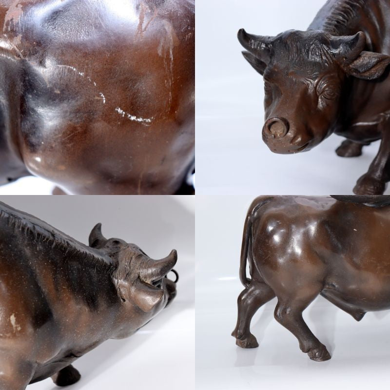 Vintage Japanese Cast Iron Bull Statue  Zen "Riding the Bull Home" 7.3kg BOSa225