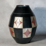 Vintage Japanese Bronze Vase Hozan Silver Inlay Kikyo Bellflower Motif3