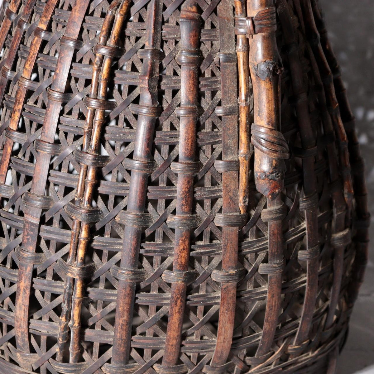 Vintage Japanese Bamboo Woven Flower Basket Ikebana Hanakago Handled15