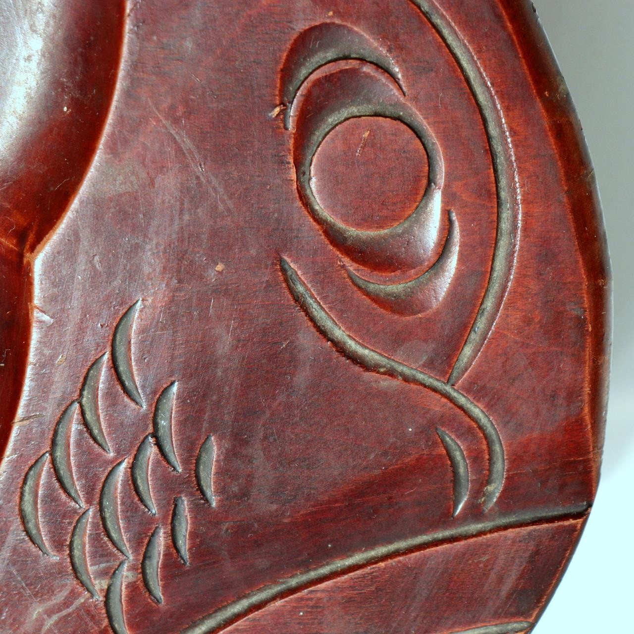 Japanese Vintage Wood Carved Sea Bream Tray Tai Akayu Onsen Souvenir 36cm6