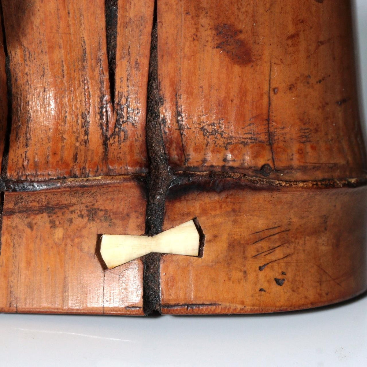 Antique Japanese Meiji Bamboo Kiseru Pipe Case Tobacco Container Chigiri Repair3