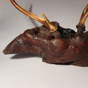 Japanese Deer Antler Sword Stand Katana Kake Stag Horn Natural Wood Burl 47cm7