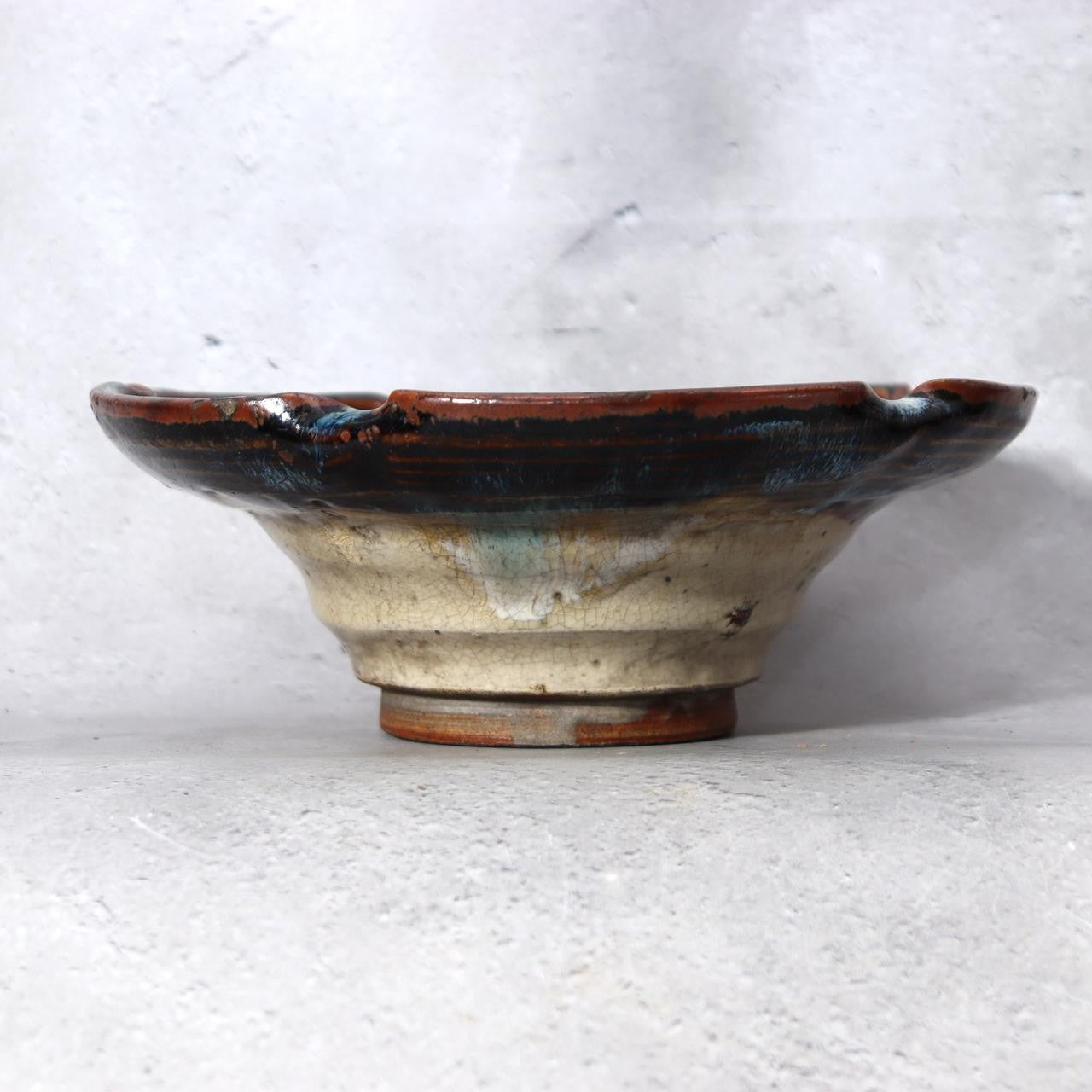 Japanese Antique Ceramic Bowl Wooden Box Kyushu-style Kiln-Effect Glaze Bowl15
