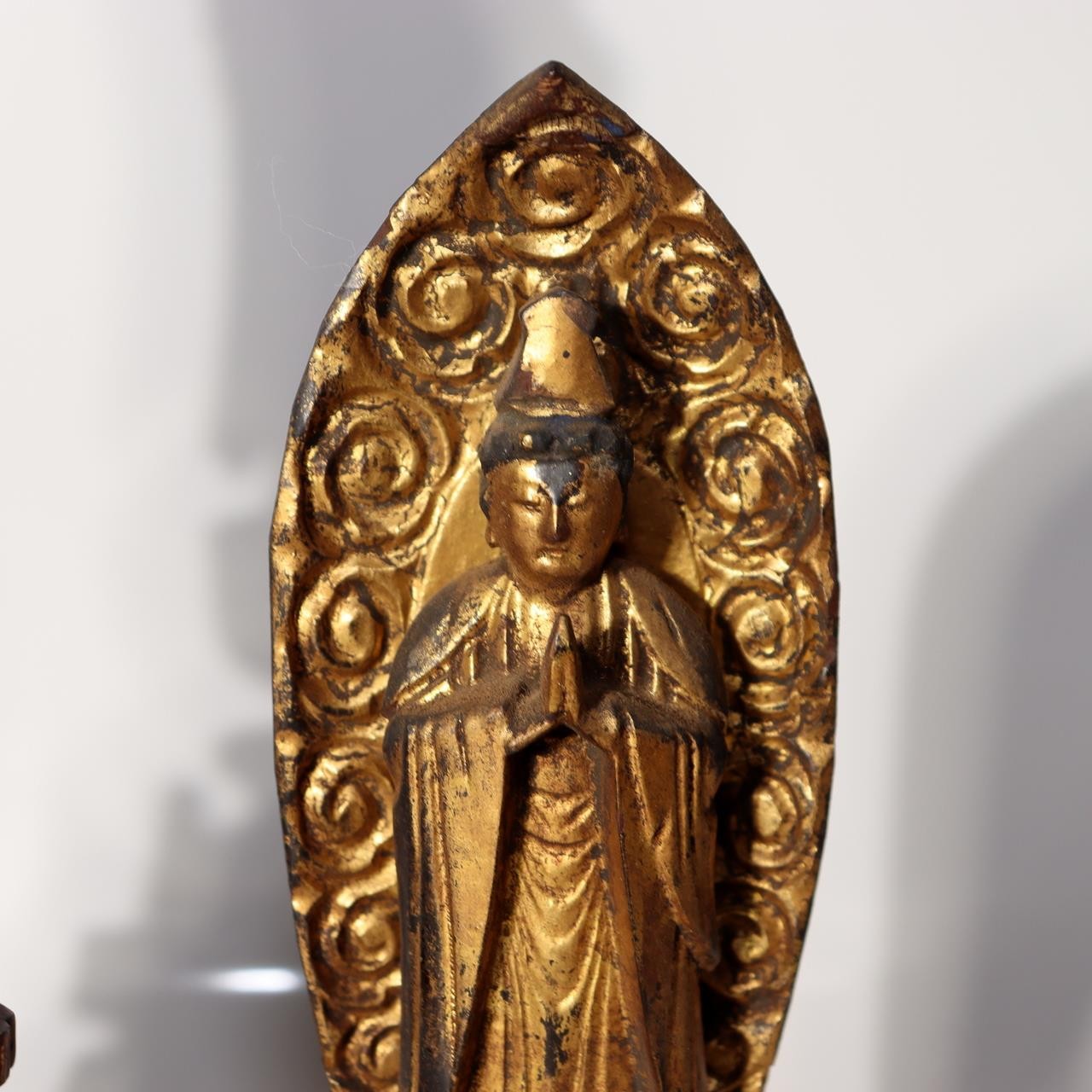 Japanese Vintage Amida Sanzon Buddhist Statue Set 3pc Gilt Wood 28.6cm Zen BT24416