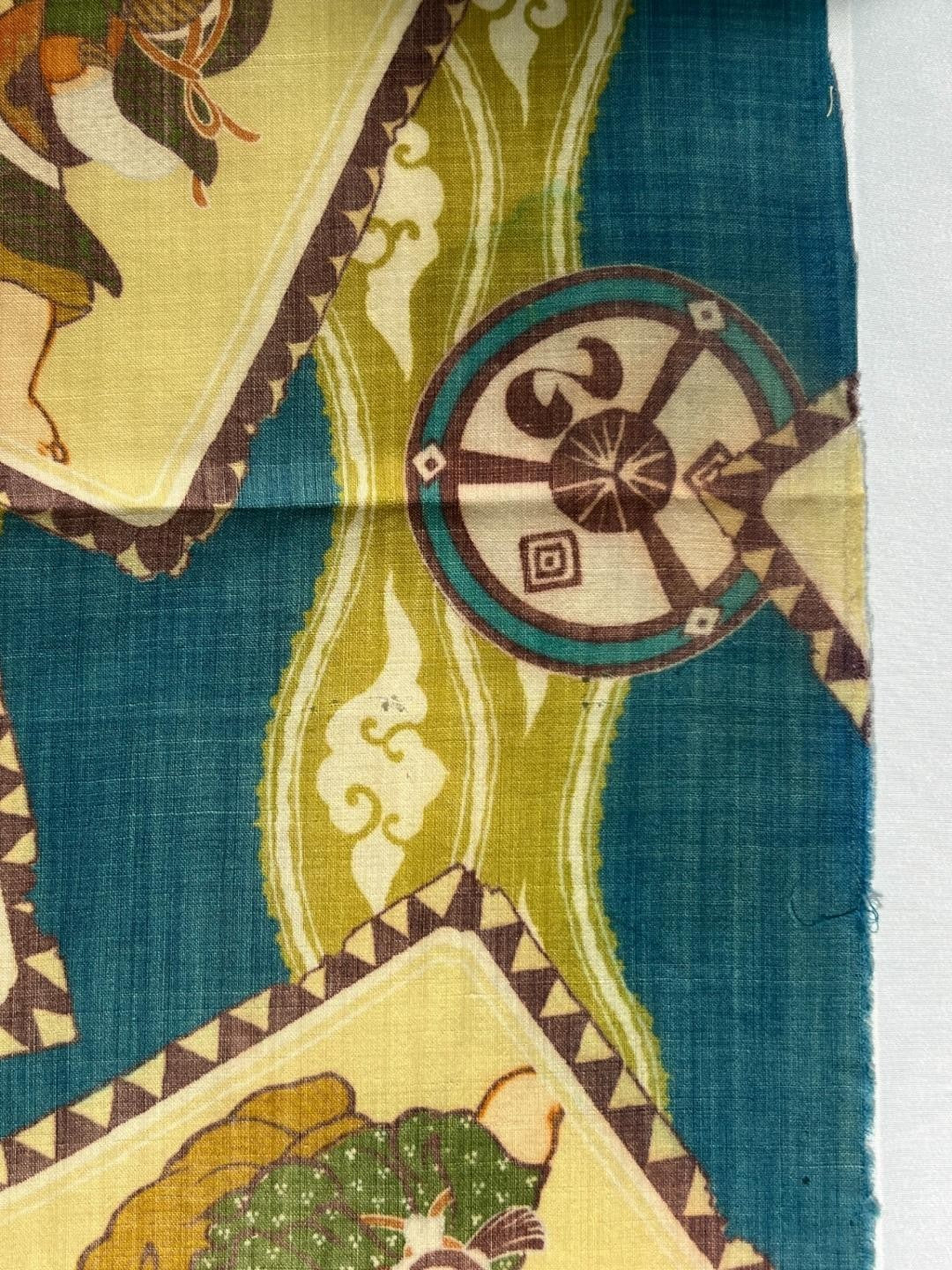 Vintage Japanese Silk Kofu Fabric Rare Pattern Kendo Military Dog Yabane BRKW18718
