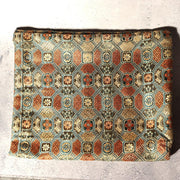 Japanese Antique Wooden Mask Female Woman Noh Kagura Style & Brocade Bag MSK5266