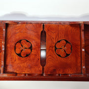Japanese Antique Wood Foldable Low Desk Table Mitsuba Aoi Crest Kyozukue WO5470