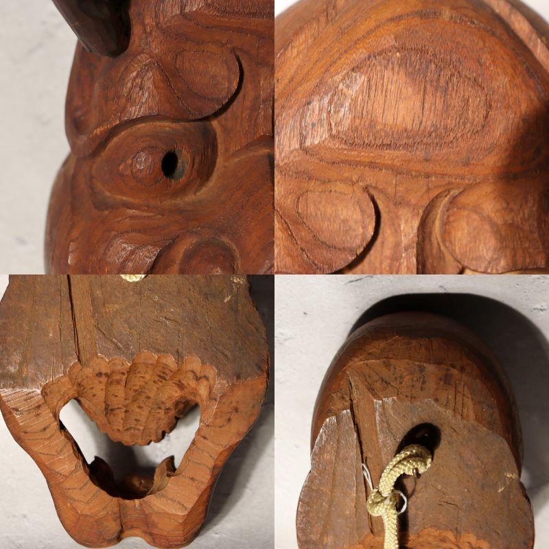 Japanese Antique Wooden Mask Hannya Wall Decor Hardwood Detachable Horns 700g8