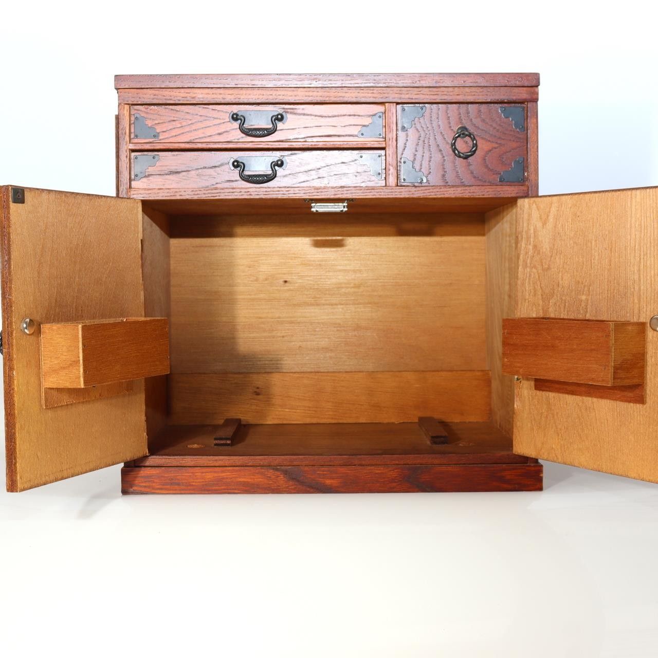 Japanese Wood Sewing Box Hari-bako Folding Worktop Ko-tansu 34cm6