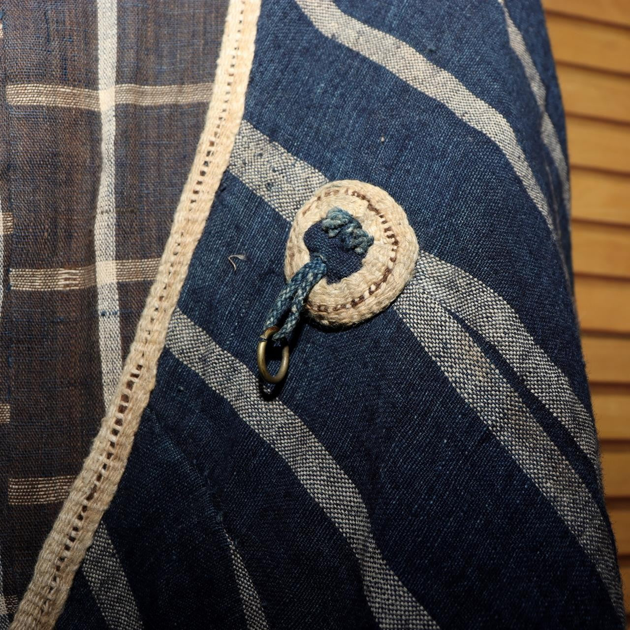 Japanese Antique Boro Kappa Rain Cape Indigo Cotton Kakishibu Paper Lined9