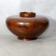 Japanese Hanshido Mottled Purple Bronze Vase Ikebana Vessel 23.5cm4