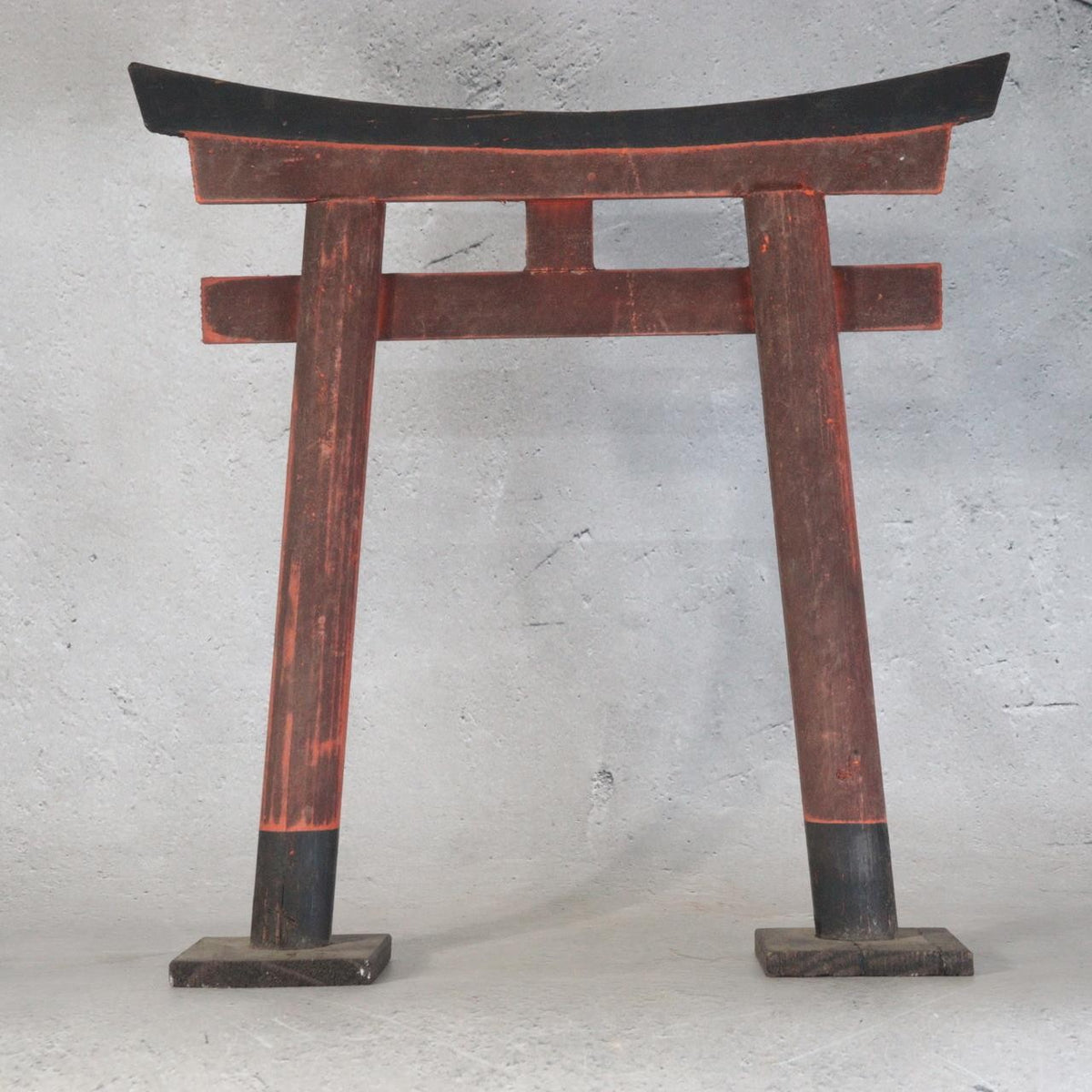 Vintage Japanese Plaster Toyokawa Inari Fox Statues Pair Torii Gate Shinto3