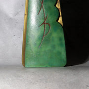 Vintage Japanese Bronze Vase Hassho Neya Churyoku Green Patina with Daiza7