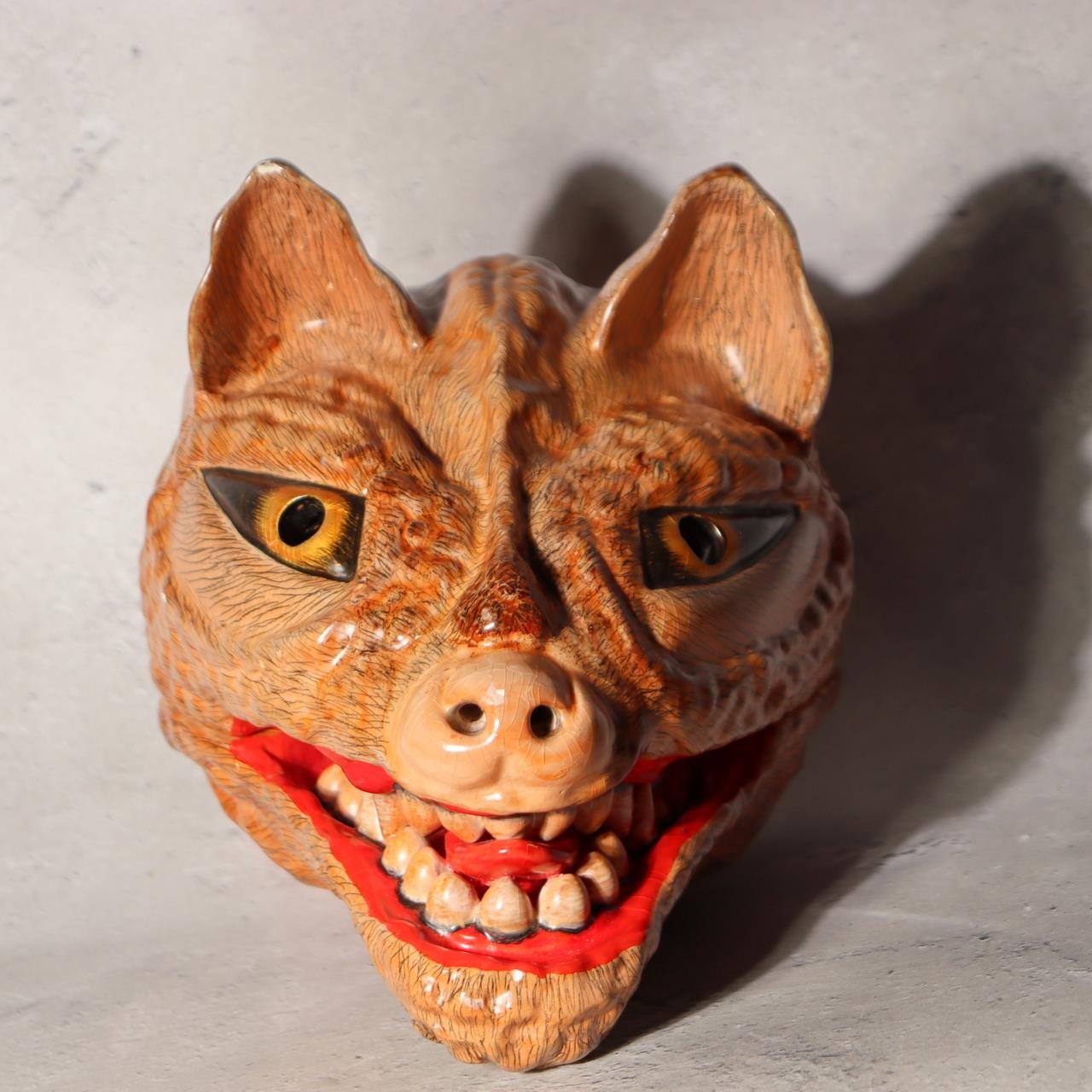 Japanese Wood Mask Bakedanuki Yokai Monster Signed Yoshino Tadao Market Fresh0