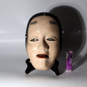 Japanese Carved Wooden Noh Mask Deigan Gold Eyes Signed with Mark Tomobako4