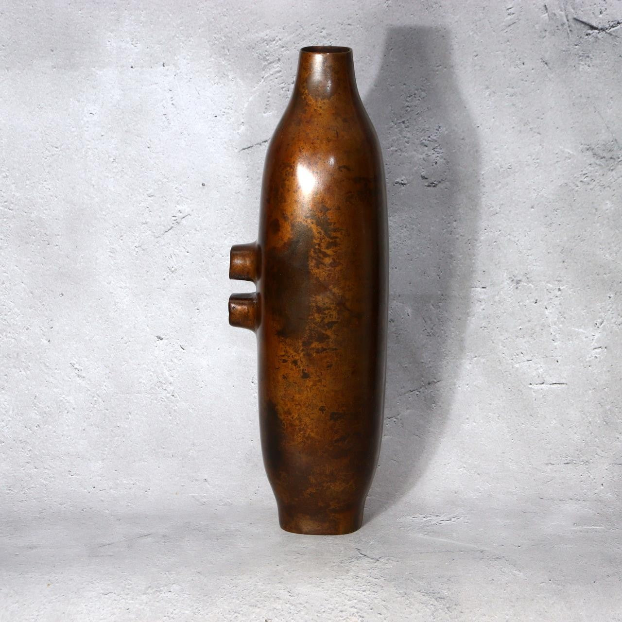 Vintage Japanese Modernist Bronze Vase  Brutalist Industrial Sculpture 1.8kg0