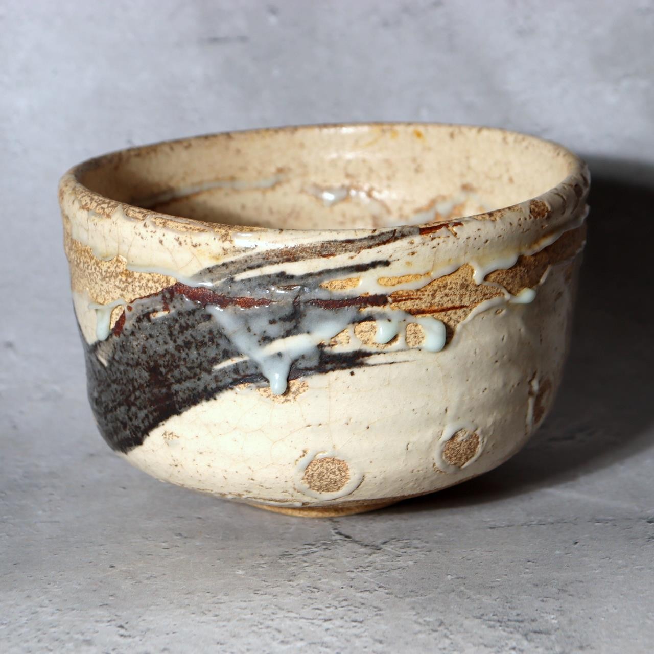 Japanese Studio Tea Bowl Sugimoto Deigyu Momoyama Kenzan Inspired Ceramic Chawan0