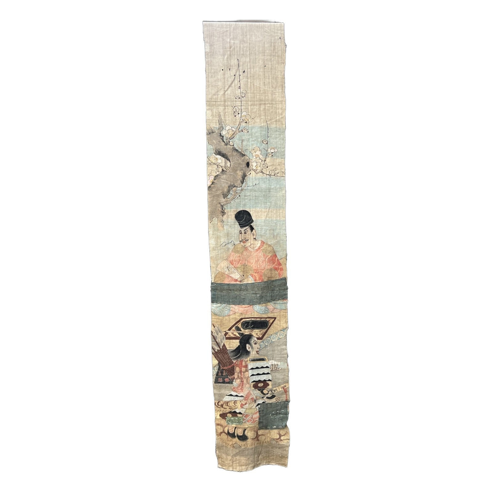 Late Edo Japanese Boro Nobori Flag Samurai Hand Painted Hemp BRKW1739