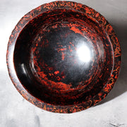 Vintage Large Japanese Aizu Lacquerware Wood Bowl  Mottled Red & Black 29cm15