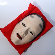 Japanese Carved Wooden Noh Mask Deigan Gold Eyes Signed with Mark Tomobako2