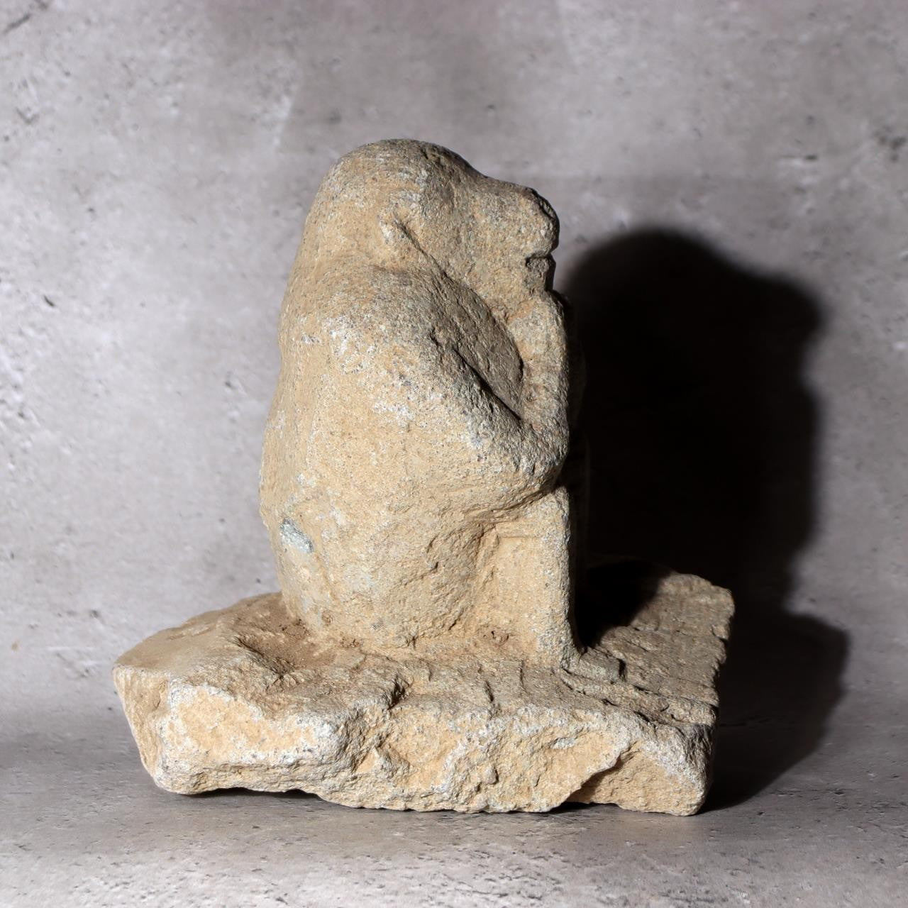 Japanese Antique Stone Monkey Statue Saru God Garden Ornament Zen Bonsai Folk Ar2