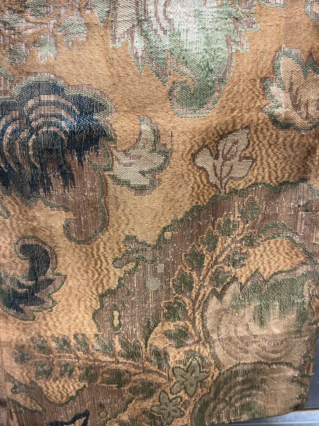 Antique 19th 20th C. Japanese Kinran Brocade Buddhist Textile Temple Banner Boro10