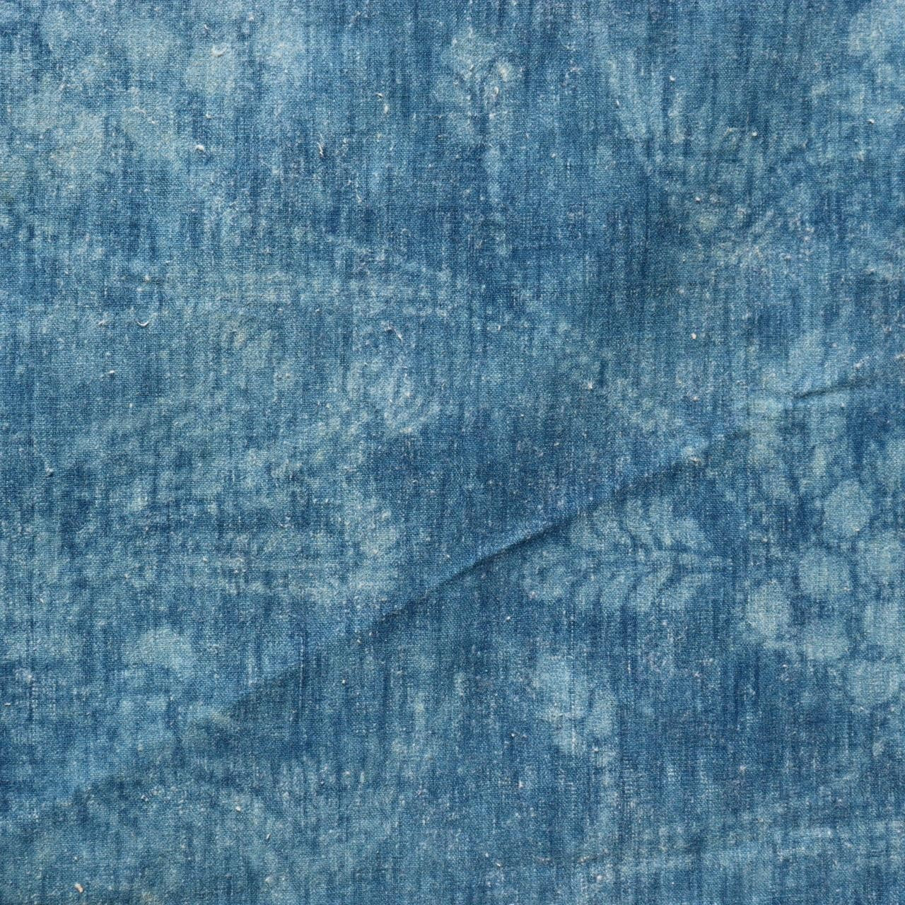 Antique Japanese Boro Indigo Cotton Cloth Katazome Phoenix Motif Futon Cover9