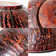 Vintage Large Japanese Aizu Lacquerware Wood Bowl  Mottled Red & Black 29cm10