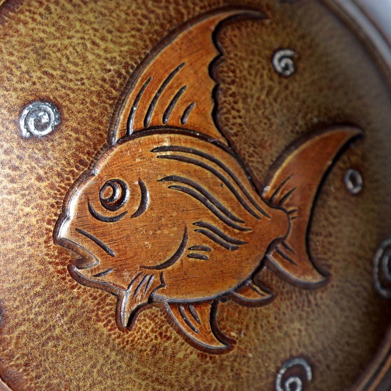 Vintage Japanese Copper Vase Silver Inlay Angelfish Motif Bronze BV78515