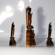 Japanese Vintage Amida Sanzon Buddhist Statue Set 3pc Gilt Wood 28.6cm Zen BT2444
