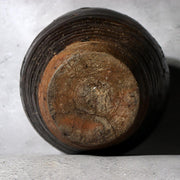 Antique Japanese Shiga Folk Kiln Pottery Iron Glaze Shiji-ko Four-Lug Jar PV3116
