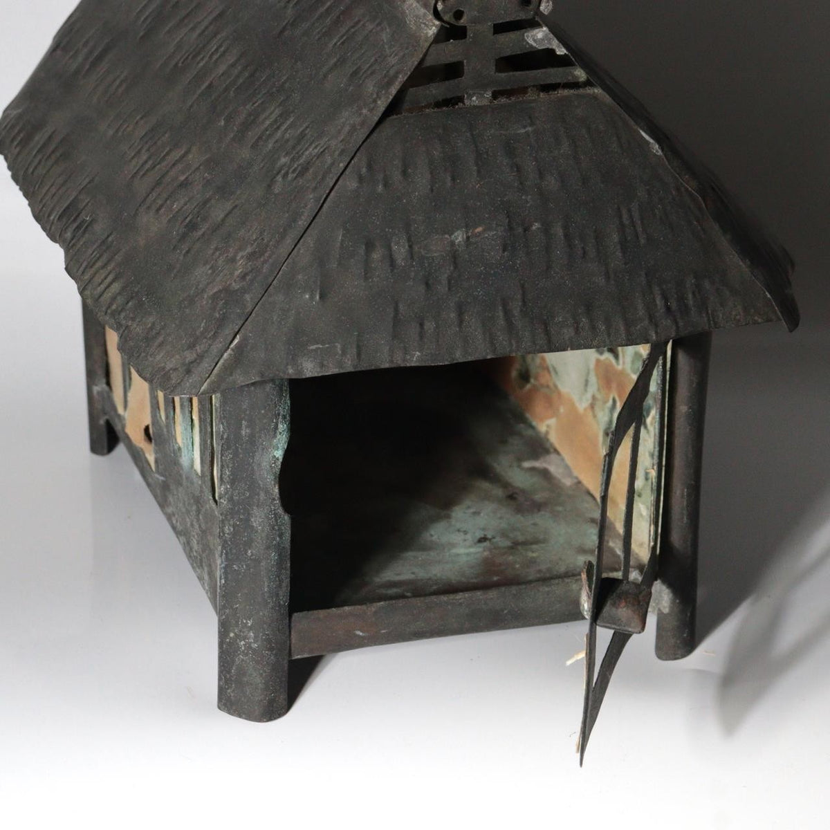 Vintage Japanese Brass Kuzuya Lantern Hanging House Shape Washi Paper9