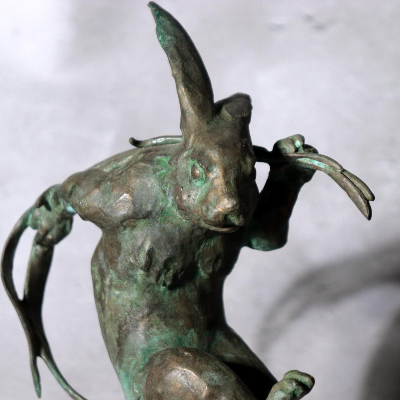 Japanese Bronze Rabbit Statue Masashi Natorigawa Dancing Pose BOSa654