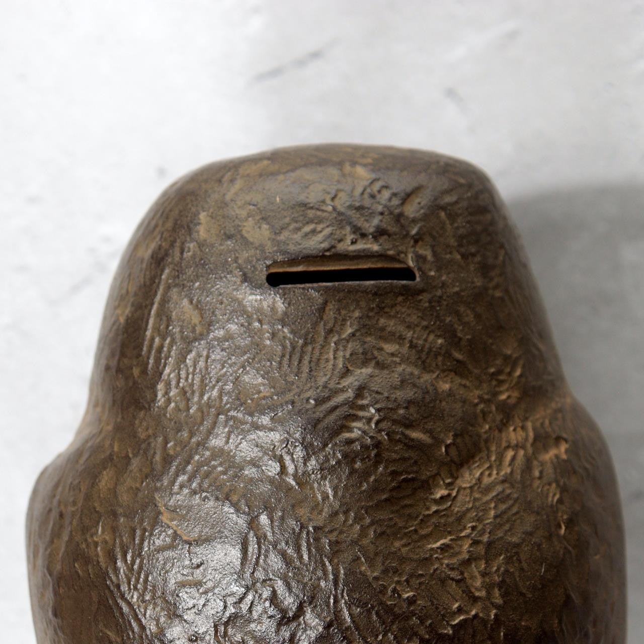 Japanese Bronze Owl Figurine Statue Okimono Hiromu Kojima 1982 Coin Bank BOSa6511