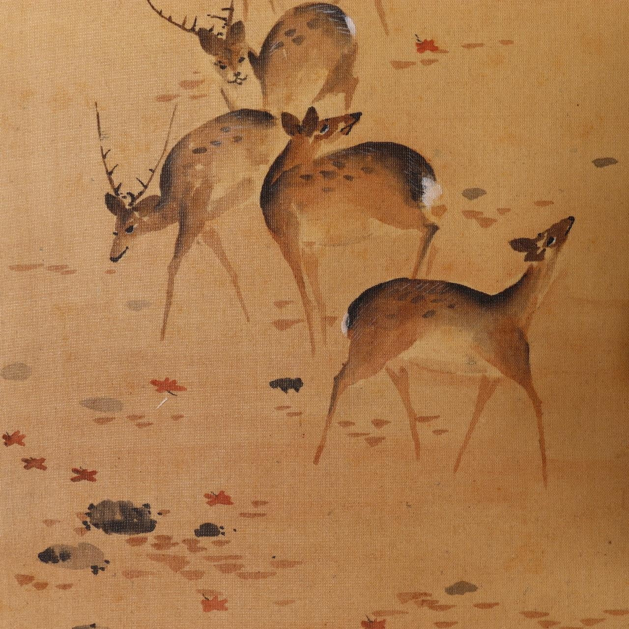 Masterpiece Antique Japanese Scroll Painting Mori Kansai  Deer in Autumn Nar18