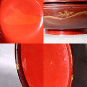 Vintage Japanese Lacquerware Large Lidded Bowl Neko Tora Tiger Bamboo WO60215