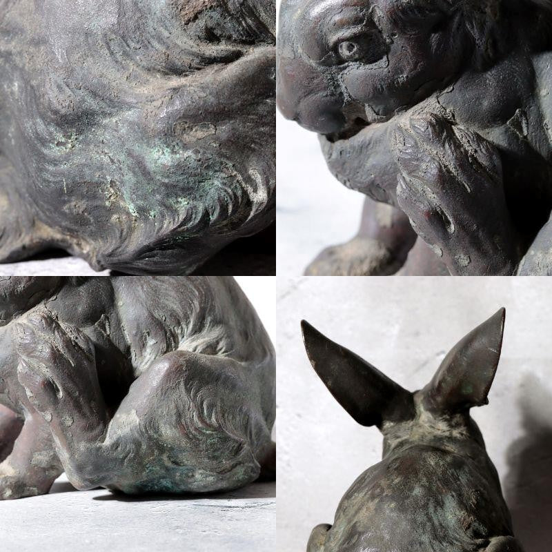 Antique Japanese Bronze Rabbit Okimono Taisho 1919 Signed Ono Tohachi 2.53kg11