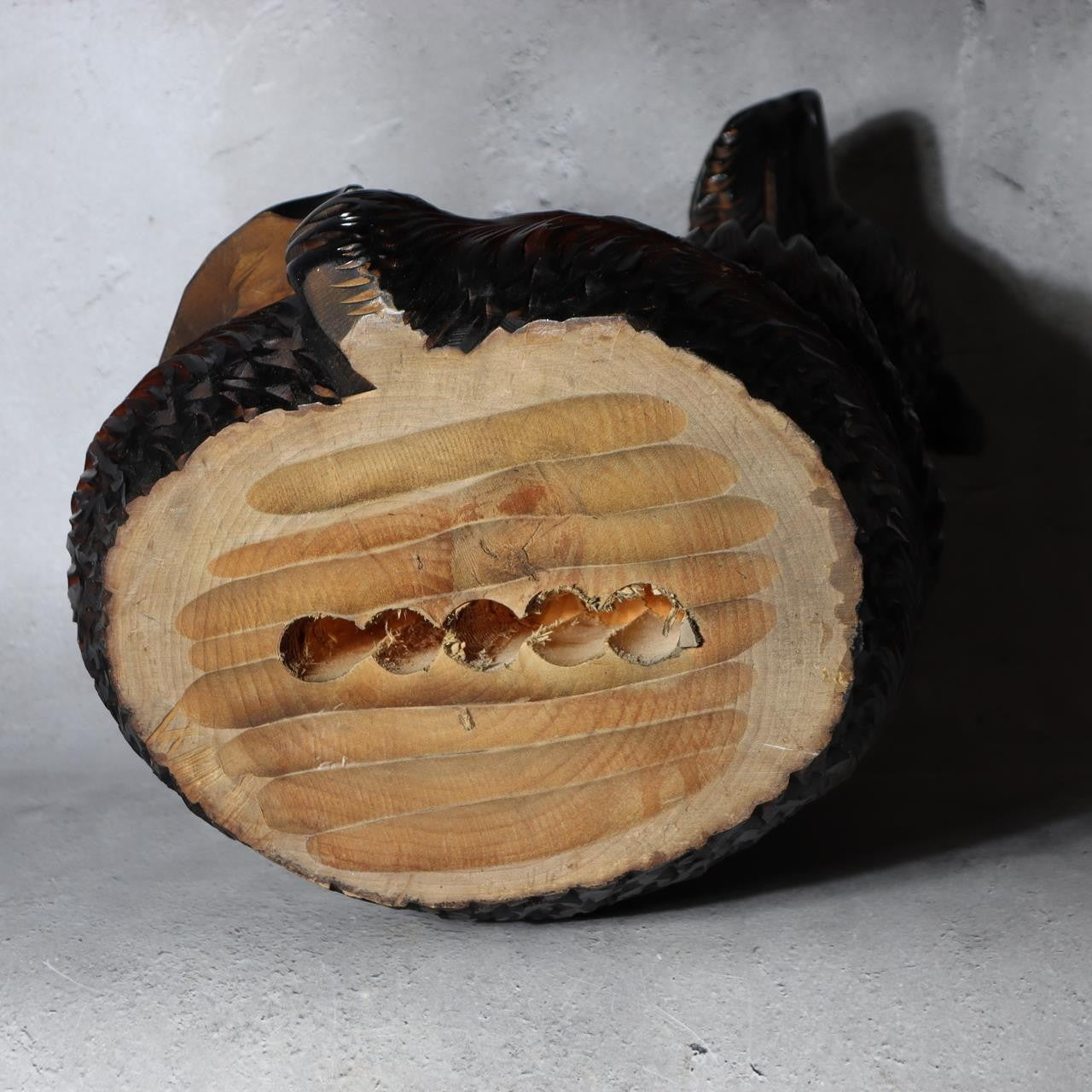 Huge Japanese Ainu Wood Carved Bear - Kibori Kuma holding Sake Cup 4.3kg WO5835