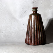 Antique Edo Tanba Ware Shinogi Ribbed Stoneware Flower Vase Bakumatsu Japan2