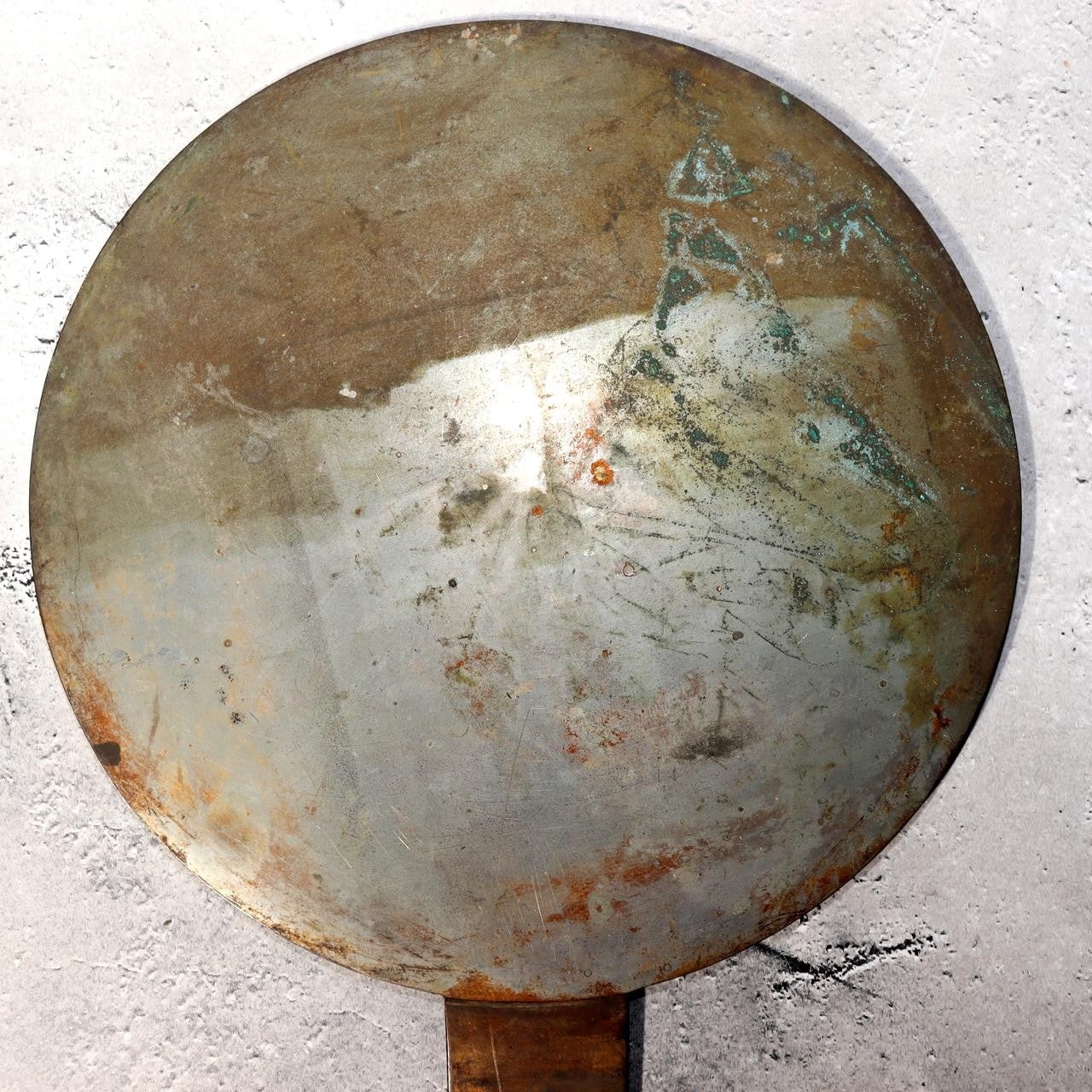 Japanese Antique Bronze Mirror Crane Turtle Pine Tree Tenkaichi Signed 30cm 680g1