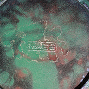 Japanese Metal Alloy Vase Mottled Green Patina Textured Band BV7705