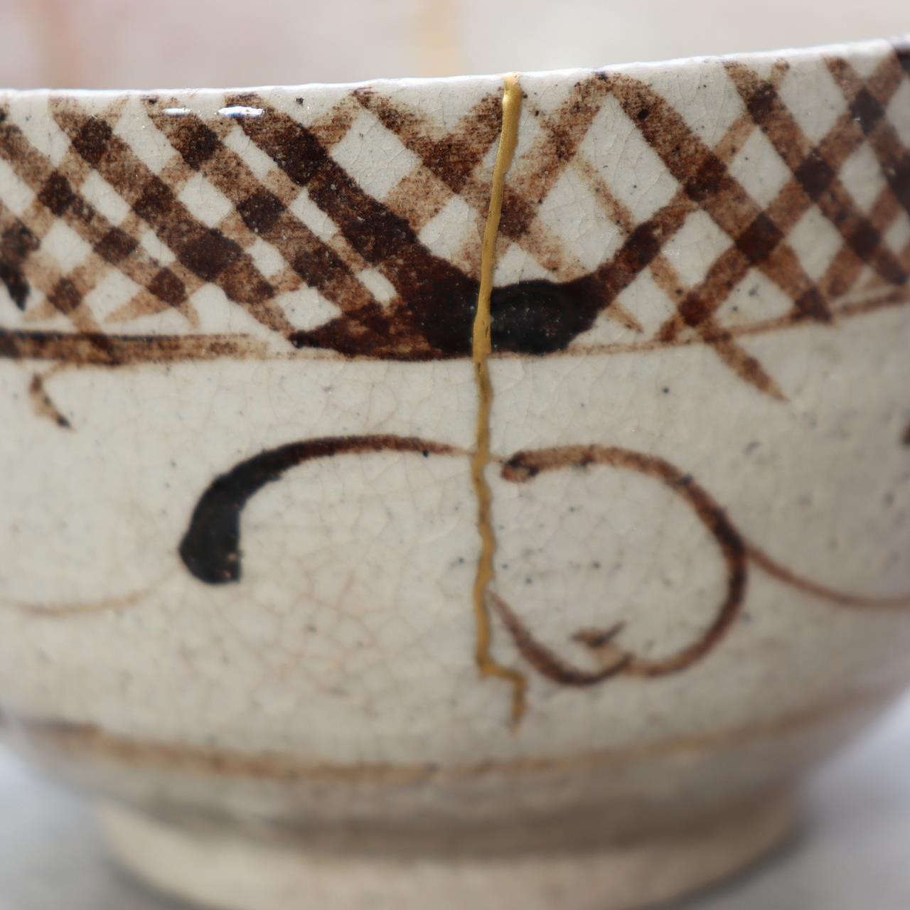 Japanese Antique E-Seto Tea Bowl Seto-Mino Ware End Edo Period Kintsugi Repair15